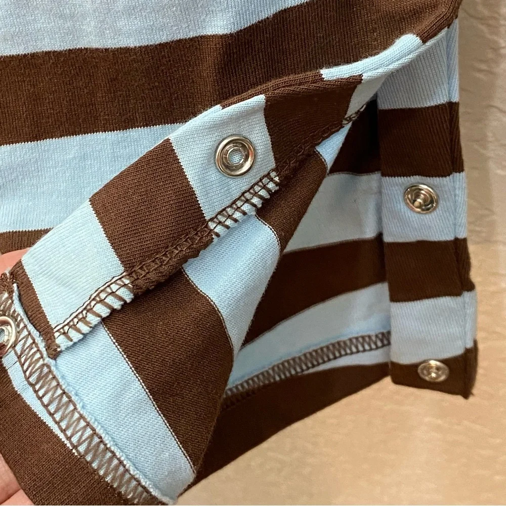 Just One You Coverall with Brown and Blue Stripes - Size 18m NWT